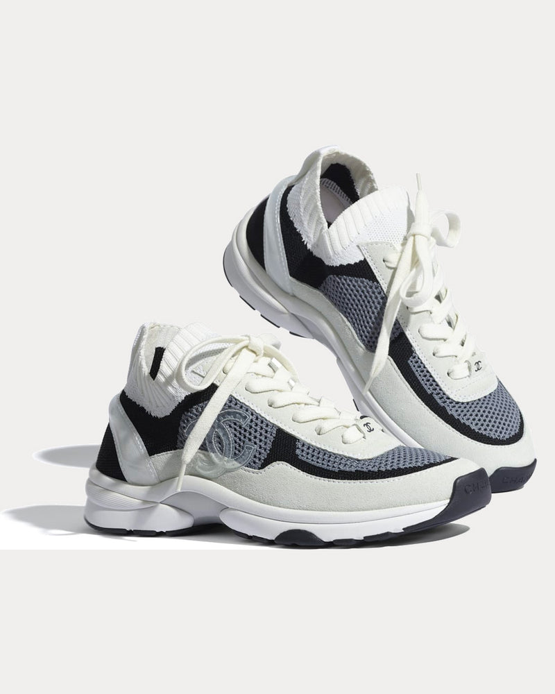 Chanel White & Black Low Top Sneakers - 2