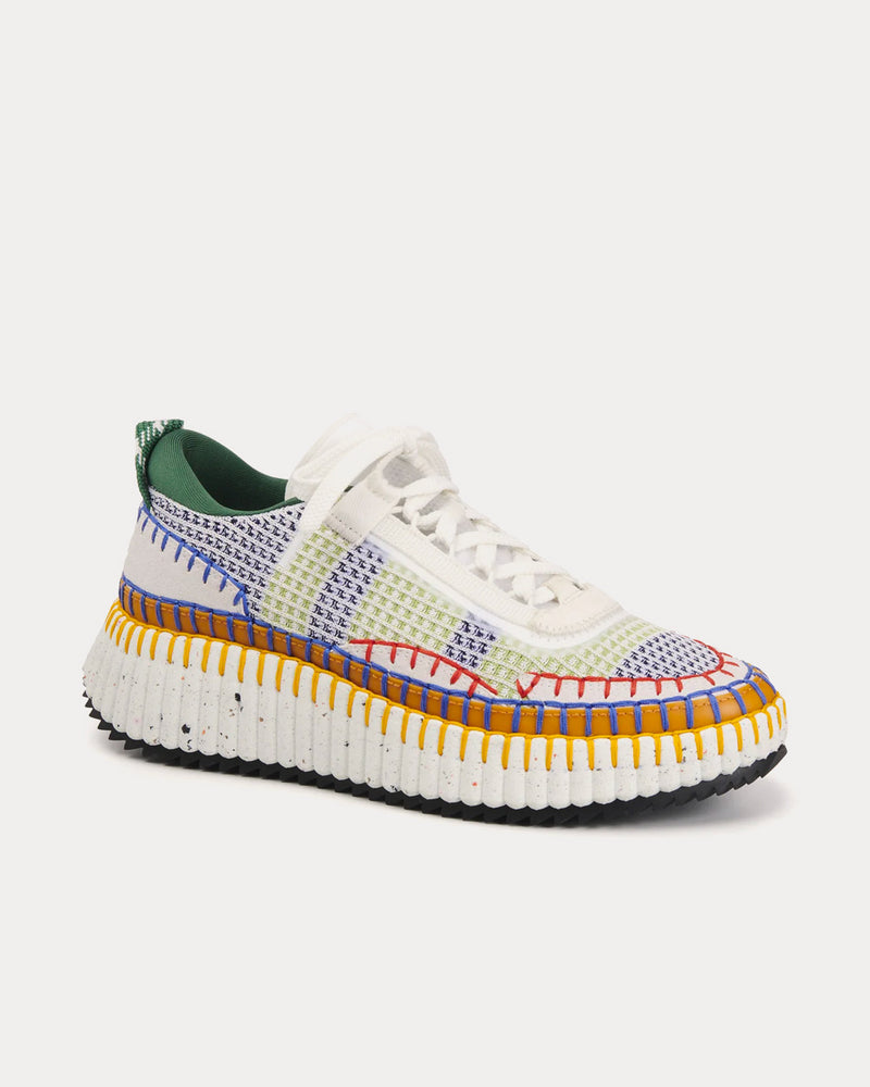 Chloé Nama Multicolour Green Low Top Sneakers - 3
