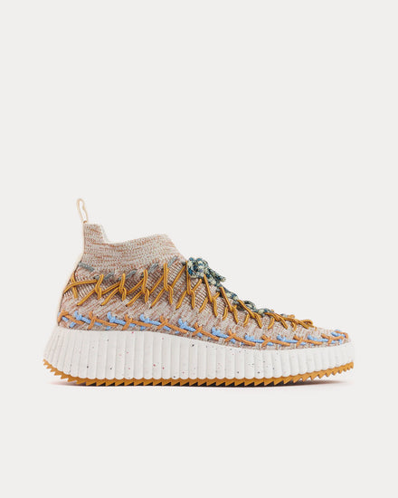 Chloé Nama Sock Beige / Blue Mid Top Sneakers - 1