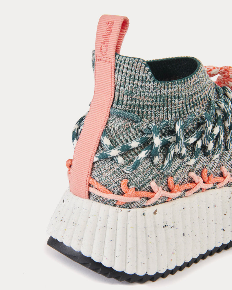 Chloé Nama Sock Green / Orange High Top Sneakers - 3