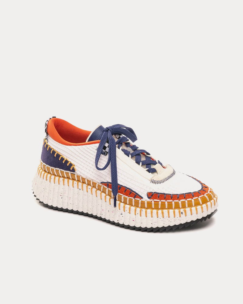 Chloé Nama White / Orange Low Top Sneakers - 2