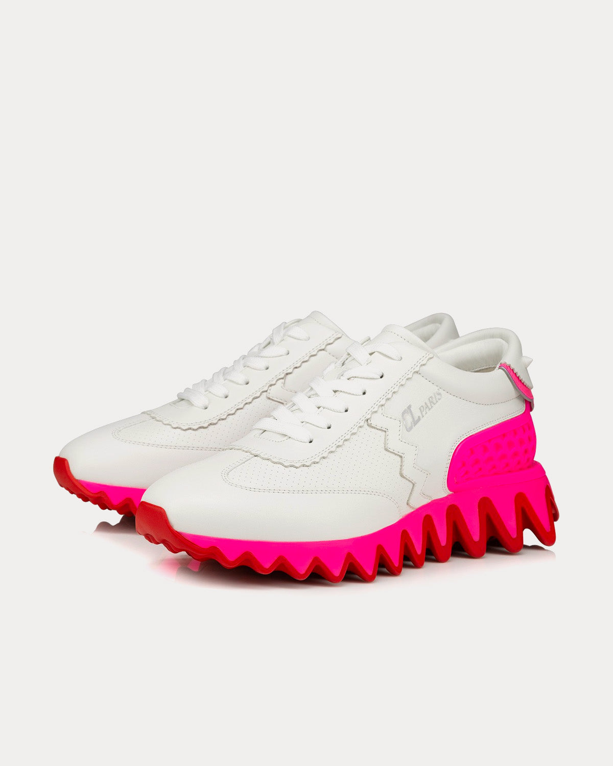 Christian Louboutin - Loubishark White / Pink Low Top Sneakers