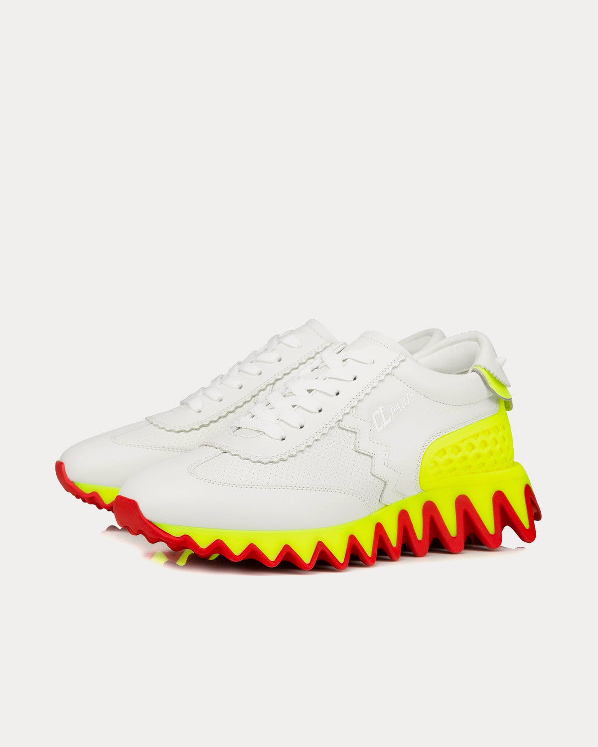 Christian Louboutin - Loubishark White / Yellow Low Top Sneakers