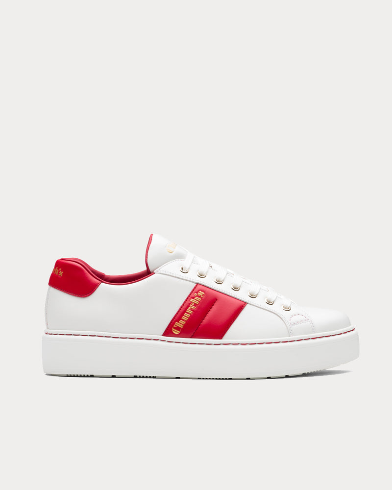 Church's Mach 3 Soft Calf Leather Classic White / Red Low Top Sneakers - 1