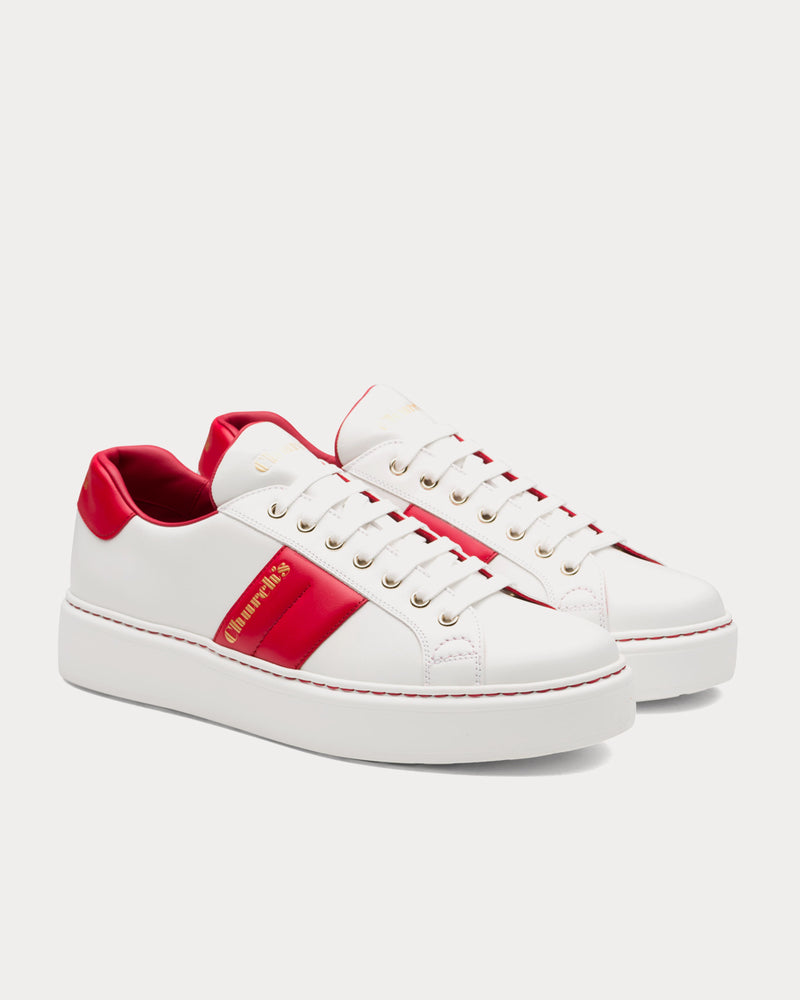 Church's Mach 3 Soft Calf Leather Classic White / Red Low Top Sneakers - 2