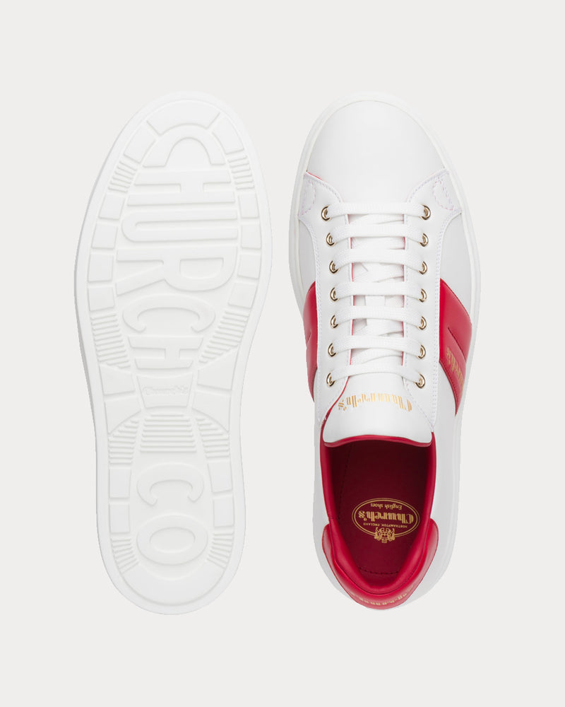 Church's Mach 3 Soft Calf Leather Classic White / Red Low Top Sneakers - 3