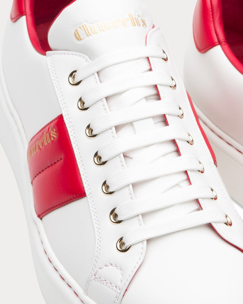 Church's Mach 3 Soft Calf Leather Classic White / Red Low Top Sneakers - 4