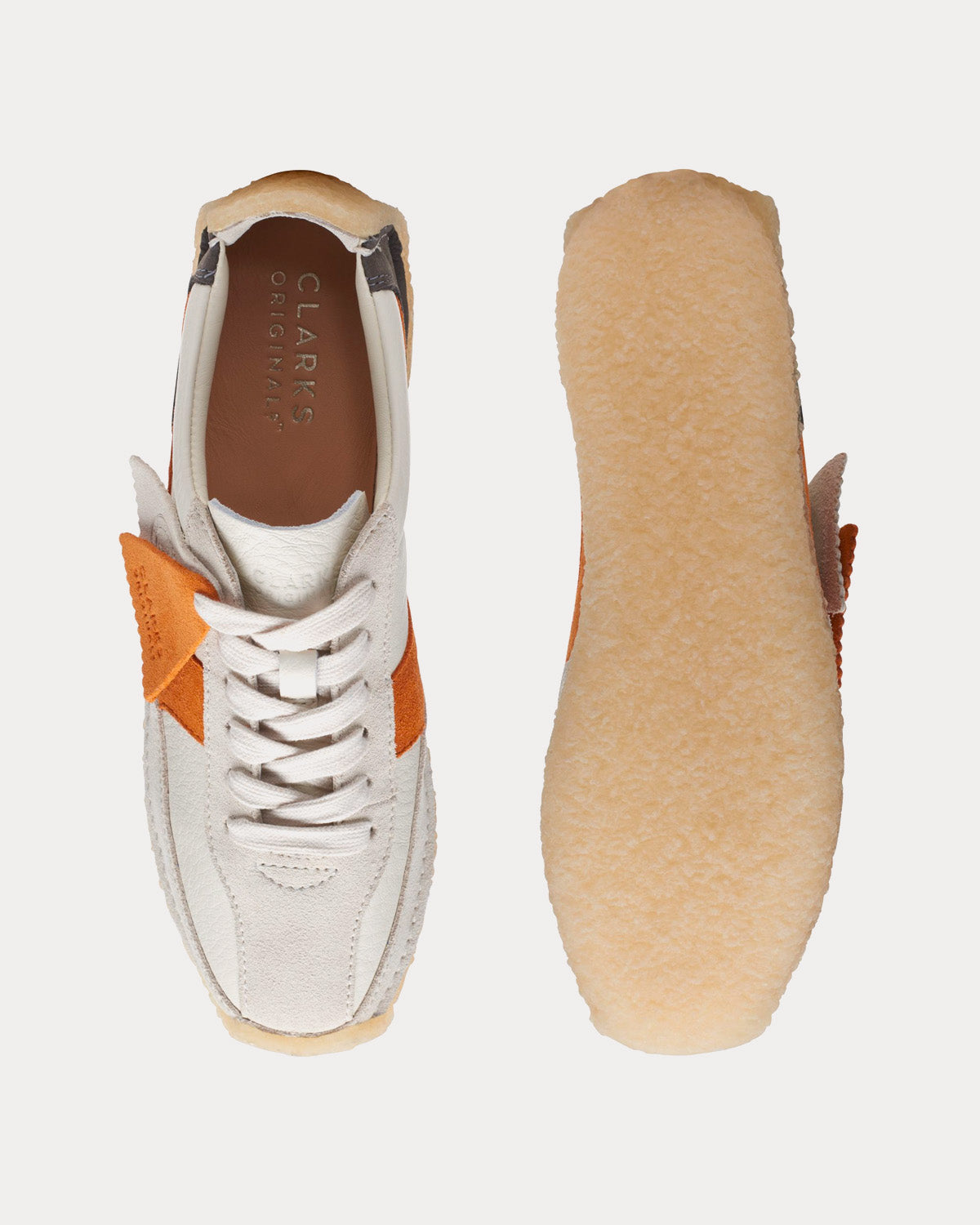 Clarks - Natalie Run White / Orange Low Top Sneakers