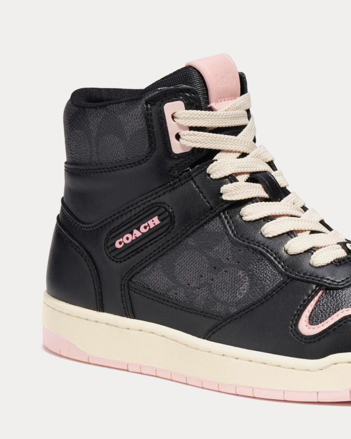 Coach - Retro Signature Canvas & Leather Black High Top Sneakers