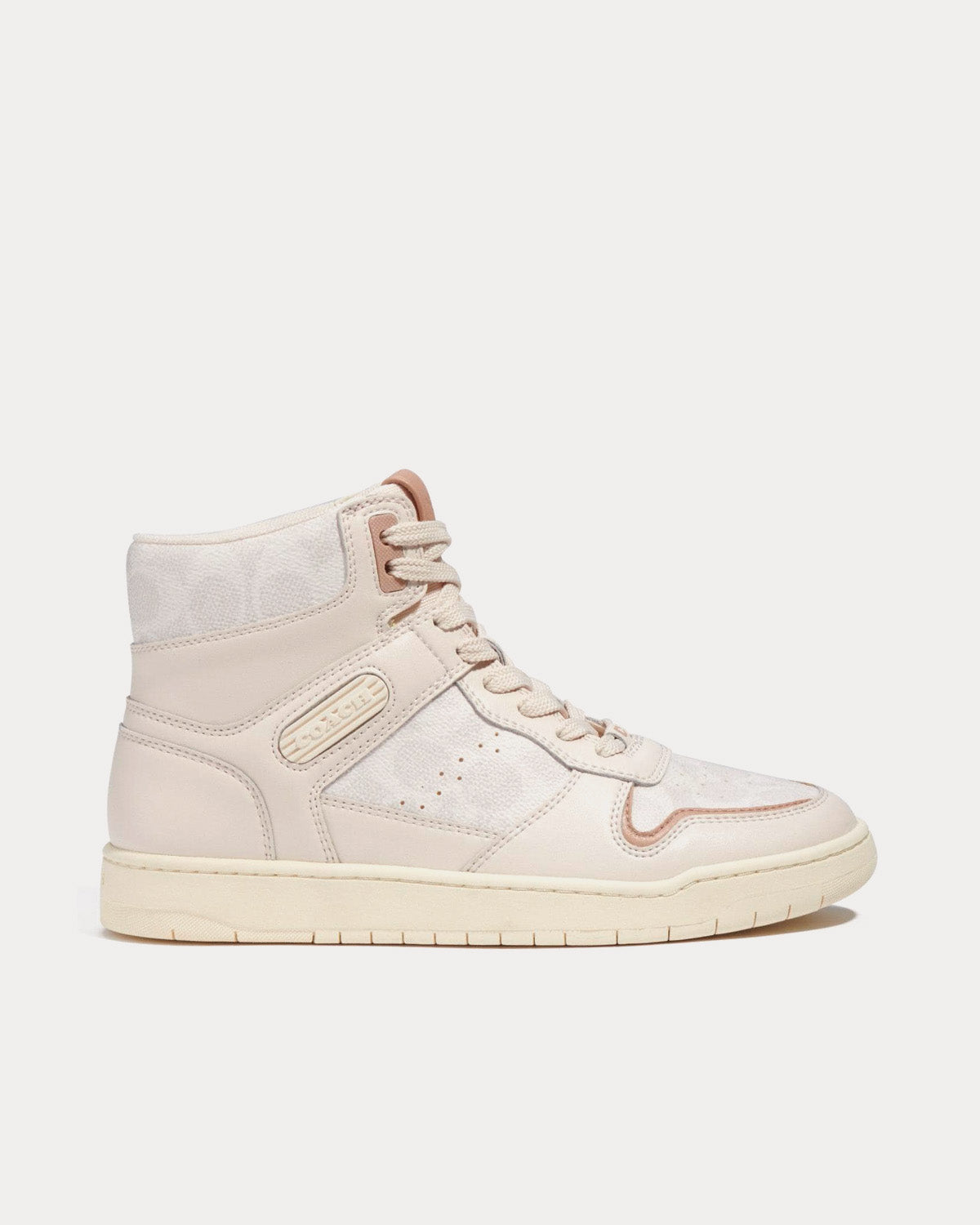 Coach Retro Signature Canvas & Leather Chalk High Top Sneakers