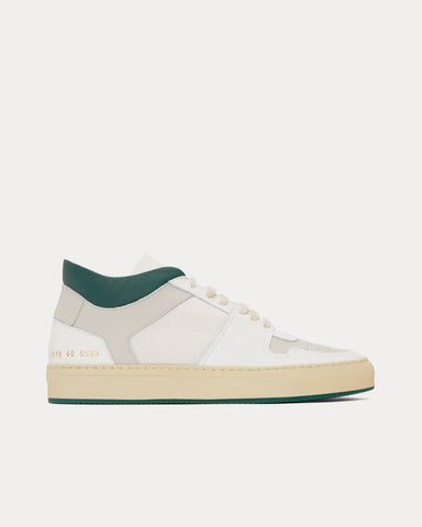 Common Projects BBall Decades White / Green Mid Top Sneakers