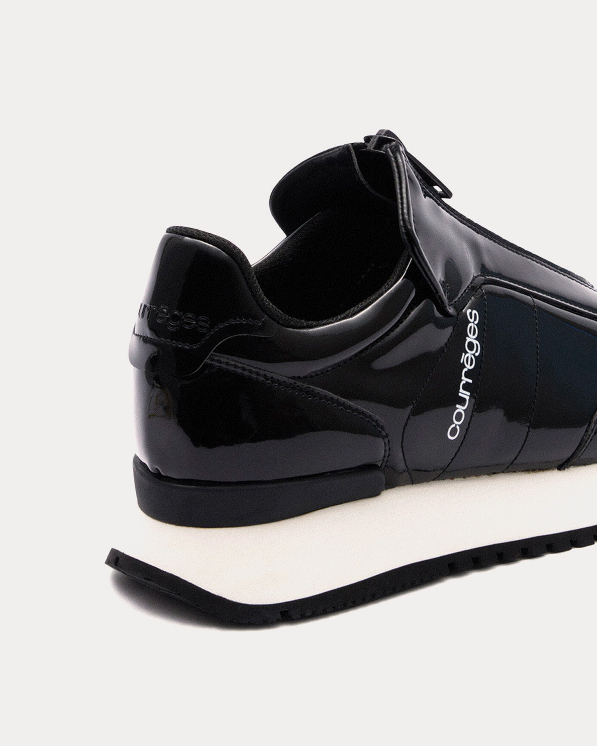 Courrèges - Zip Patent Leather Black Slip On Sneakers