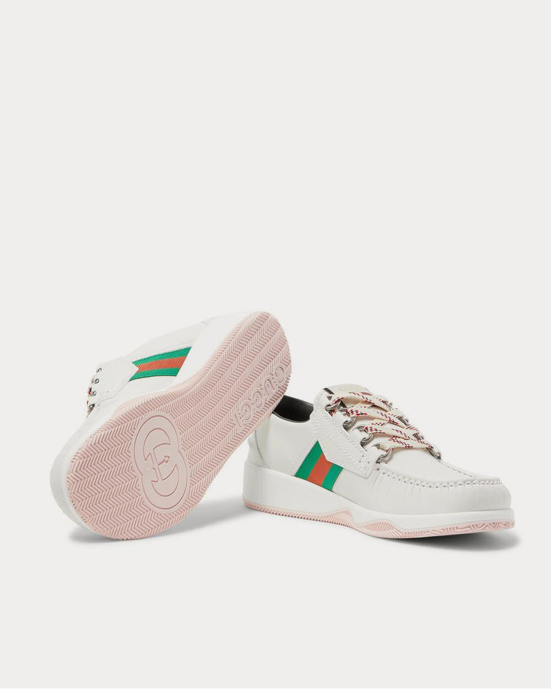 Gucci Striped Webbing-Trimmed Leather  White low top sneakers - 3