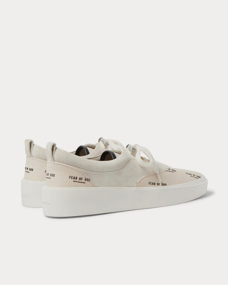 Fear of God 101 Leather-Trimmed Suede and Logo-Print Canvas  Cream low top sneakers - 4