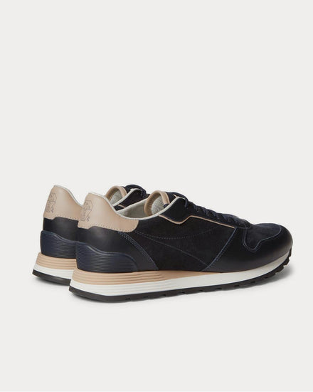 Brunello Cucinelli Suede and Leather  Navy low top sneakers - 3