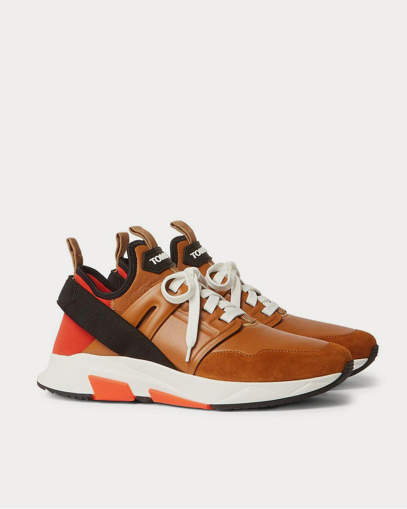 Tom Ford Jago Neoprene, Suede and Leather  Brown low top sneakers - 2