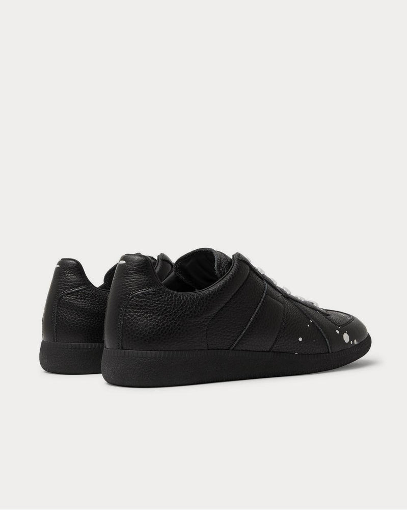 Maison Margiela Replica Paint-Splattered Full-Grain Leather  Black low top sneakers - 3