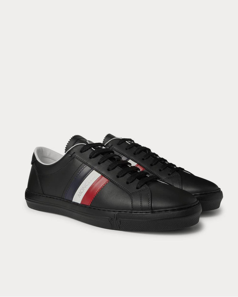 Moncler New Monaco Striped Leather  Black low top sneakers - 2