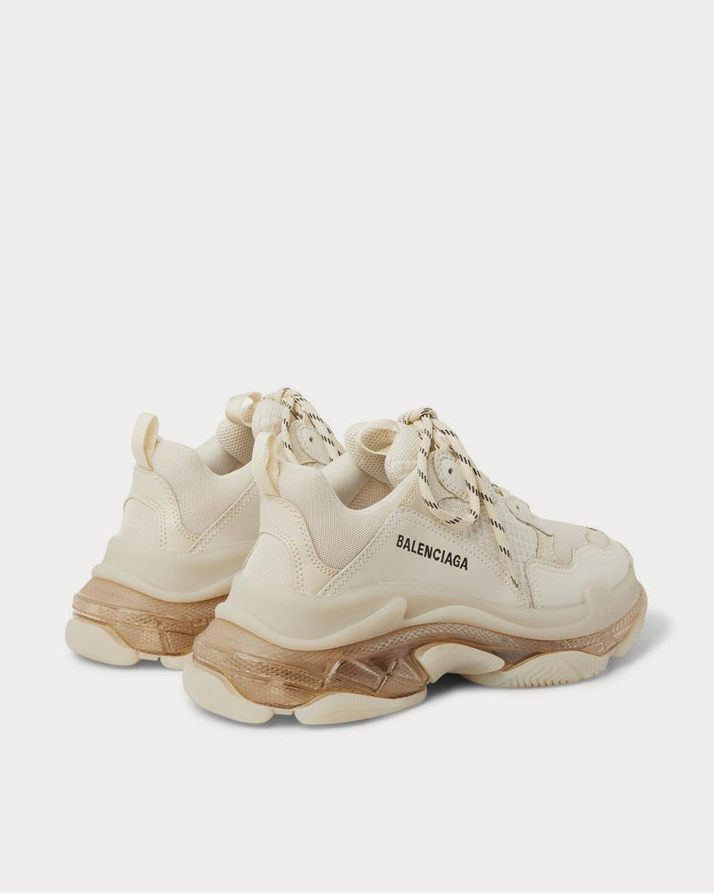 Balenciaga Triple S Clear Sole Mesh, Nubuck and Leather  Ecru low top sneakers - 4