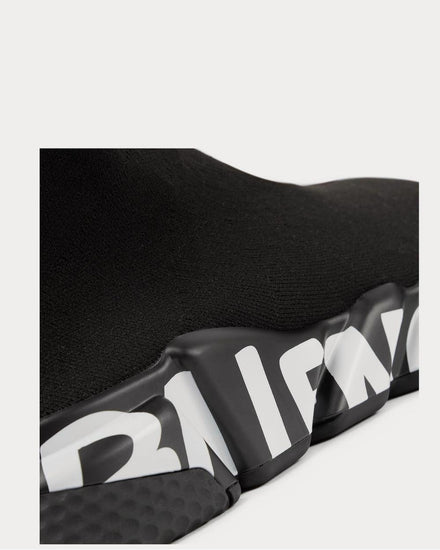Balenciaga Speed Sock Logo-Print Stretch-Knit Slip-On  Black high top sneakers - 4