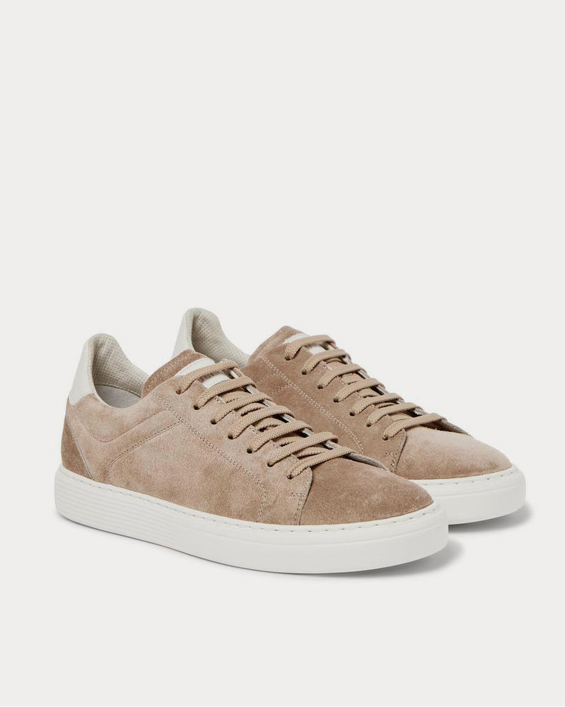Brunello Cucinelli Leather-Trimmed Suede  Beige low top sneakers - 2