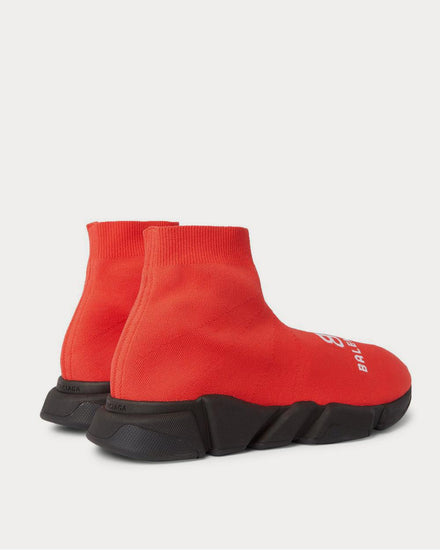 Balenciaga Speed Sock Logo-Print Stretch-Knit Slip-On  Red high top sneakers - 3