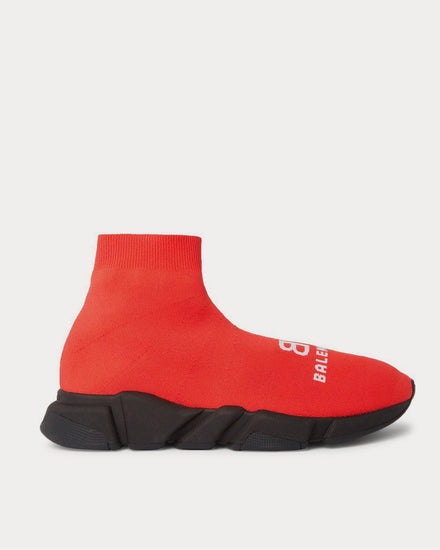 Balenciaga Speed Sock Logo-Print Stretch-Knit Slip-On  Red high top sneakers - 1