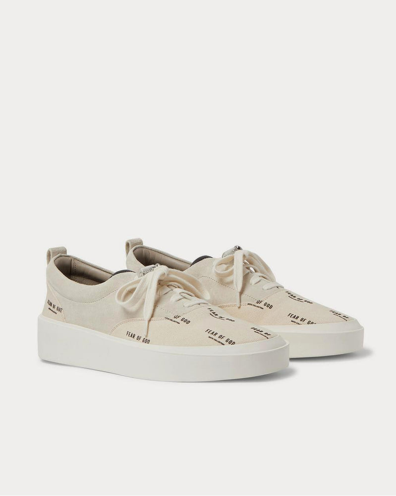 Fear of God 101 Leather-Trimmed Suede and Logo-Print Canvas  Cream low top sneakers - 2
