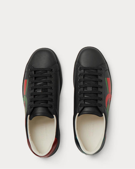 Gucci Ace Logo-Print Leather  Black low top sneakers - 6