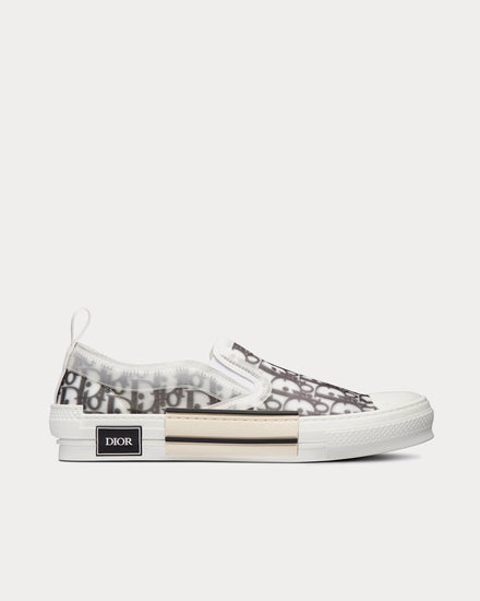 Dior B23 Black and White Dior Oblique Canvas Slip On Sneakers - 1