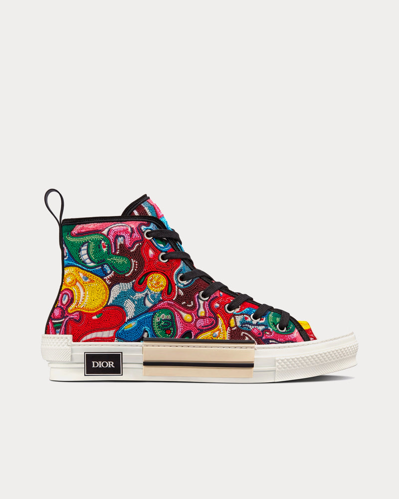Dior x Kenny Scharf B23 Multicolor Resin Pearl Embroidery High Top Sneakers - 1