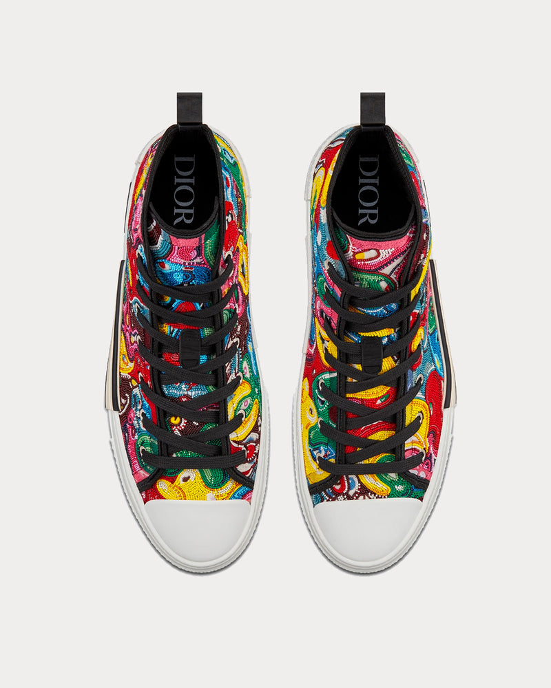 Dior x Kenny Scharf B23 Multicolor Resin Pearl Embroidery High Top Sneakers - 3