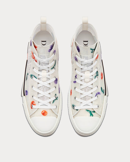 Dior x Kenny Scharf B23 White Dior Oblique Canvas with Multicolor Motif High Top Sneakers - 3