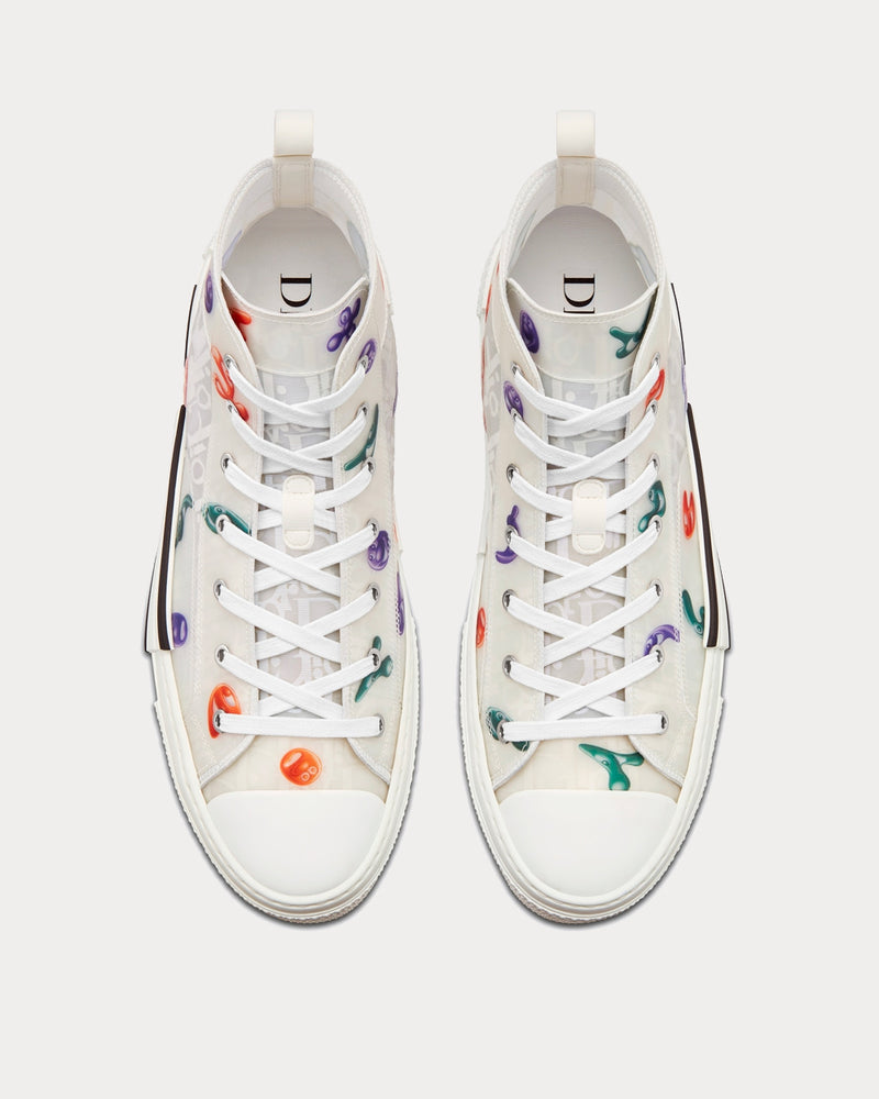 Dior x Kenny Scharf B23 White Dior Oblique Canvas with Multicolor Motif High Top Sneakers - 3