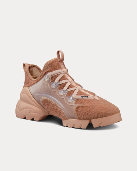D-Connect Nude Fur-Effect Knit Low Top Sneakers