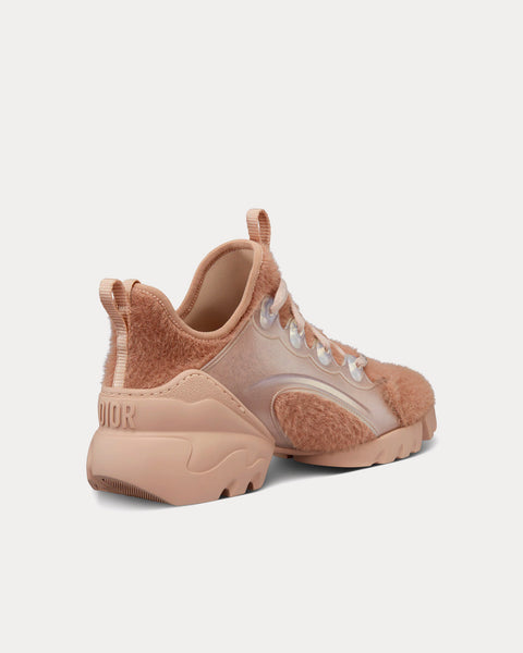 D-Connect Nude Fur-Effect Knit Low Top Sneakers