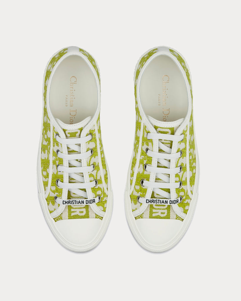 Dior Walk n Dior Lime Dior Oblique Embroidered Cotton Low Top