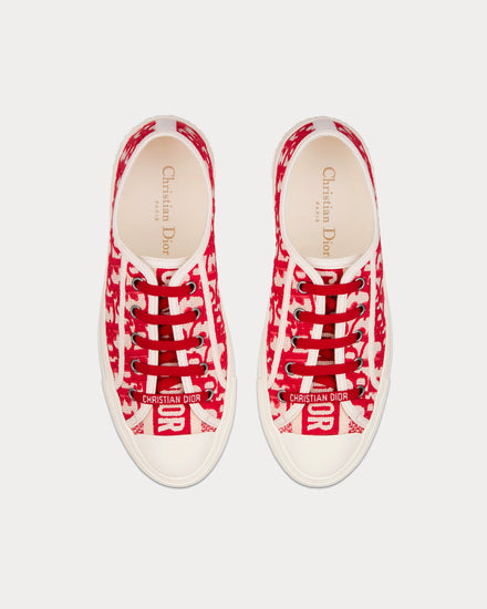 Dior Walk'n'Dior Raspberry Dior Oblique Embroidered Cotton Low Top Sneakers - 3