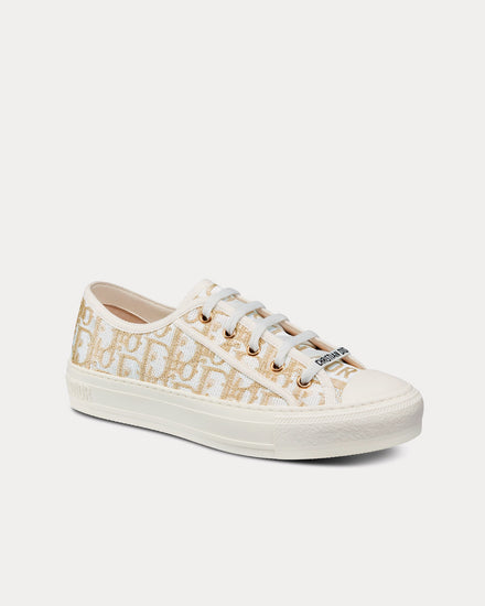 Dior Walk'n'Dior Gold-Tone Dior Oblique Cotton with Metallic Thread Embroidery Low Top Sneakers - 3