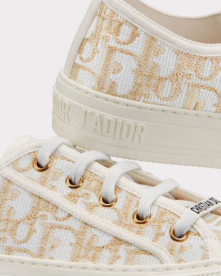 Dior Walk'n'Dior Gold-Tone Dior Oblique Cotton with Metallic Thread Embroidery Low Top Sneakers - 5