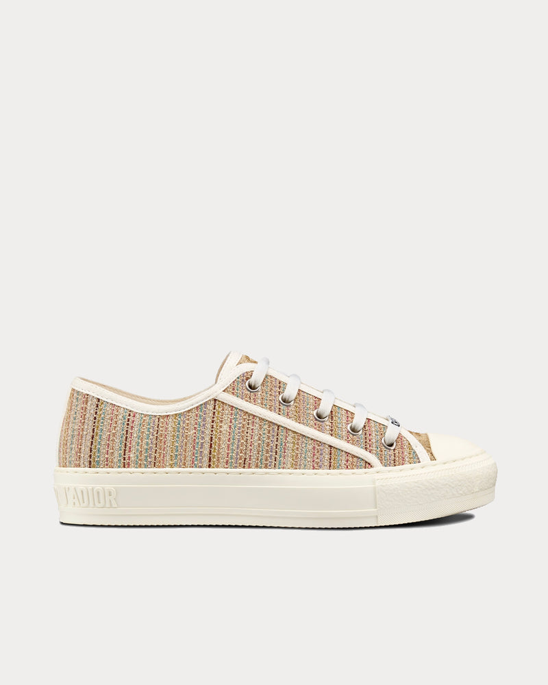 Dior Walk'n'Dior Multicolor Dior Gold Metallic Thread Embroidered Cotton Low Top Sneakers - 1