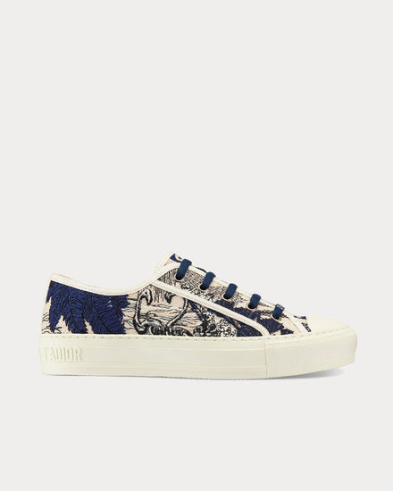 Dior Walk'n'Dior Blue and Off-White Toile de Jouy Embroidered Cotton Low Top Sneakers - 1