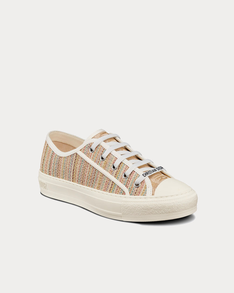 Dior Walk'n'Dior Multicolor Dior Gold Metallic Thread Embroidered Cotton Low Top Sneakers - 2