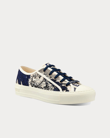 Dior Walk'n'Dior Blue and Off-White Toile de Jouy Embroidered Cotton Low Top Sneakers - 2