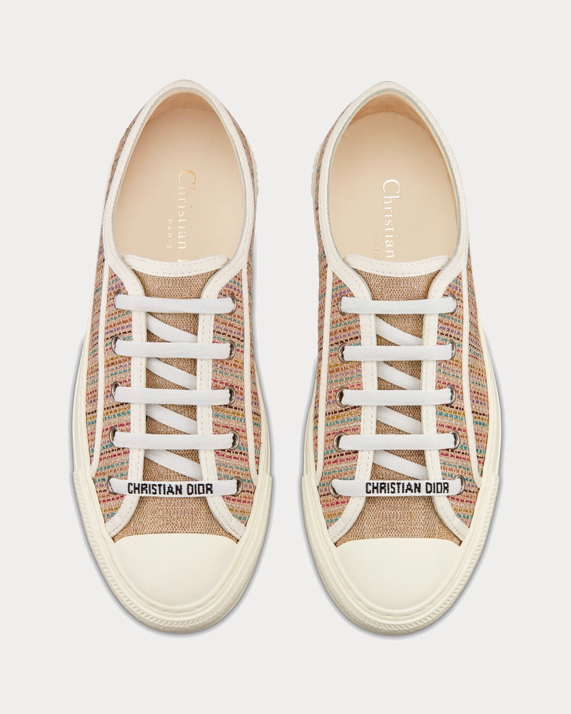 Dior Walk'n'Dior Multicolor Dior Gold Metallic Thread Embroidered Cotton Low Top Sneakers - 3