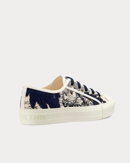 Dior Walk'n'Dior Blue and Off-White Toile de Jouy Embroidered Cotton Low Top Sneakers - 3