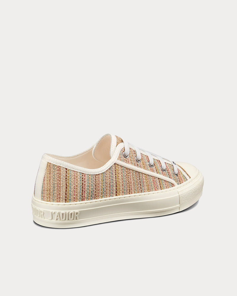 Dior Walk'n'Dior Multicolor Dior Gold Metallic Thread Embroidered Cotton Low Top Sneakers - 4