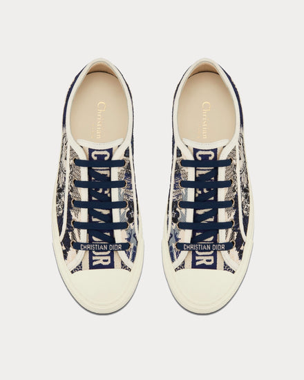 Dior Walk'n'Dior Blue and Off-White Toile de Jouy Embroidered Cotton Low Top Sneakers - 4