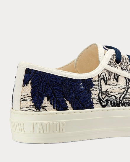 Dior Walk'n'Dior Blue and Off-White Toile de Jouy Embroidered Cotton Low Top Sneakers - 5