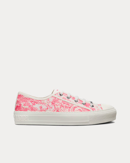 Dior Walk'n'Dior Peony Pink Toile de Jouy Embroidered Cotton Low Top Sneakers - 1